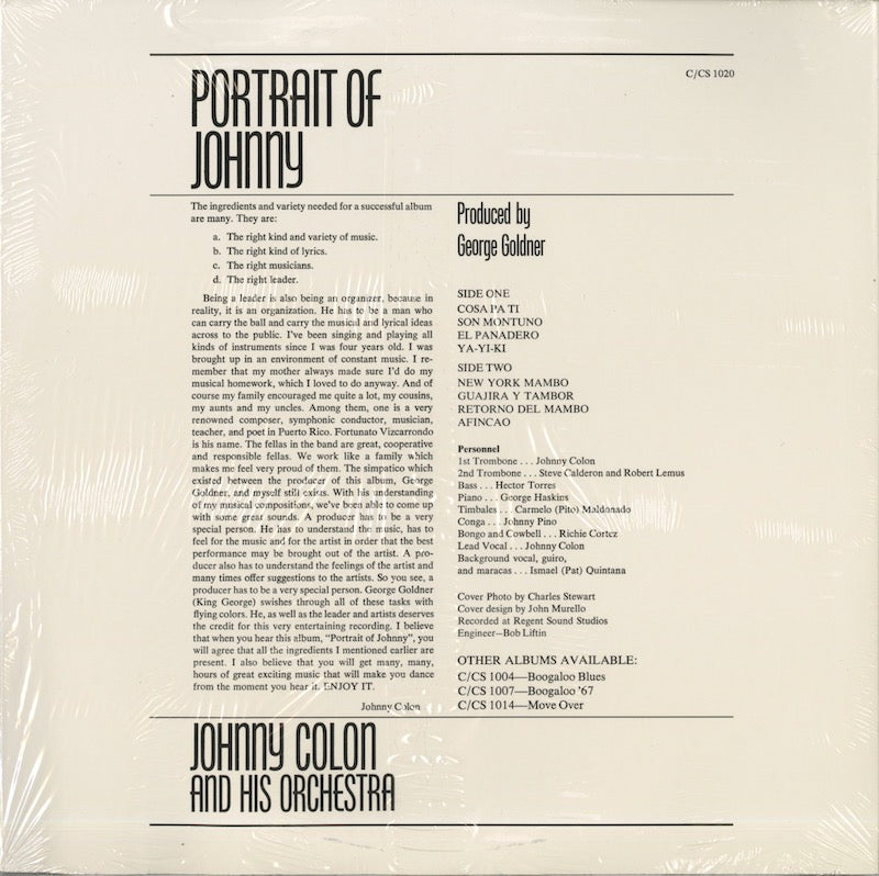 Johnny Colon / ジョニー・コロン / Portrait Of Johnny (1020)