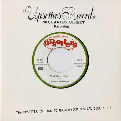 Shaumark and Robinson『Weak Heart / Feel It』UK Pressure Sounds 7inch（PSS083）ブラック・アーク録音 ジャマイカン・ソウル名曲