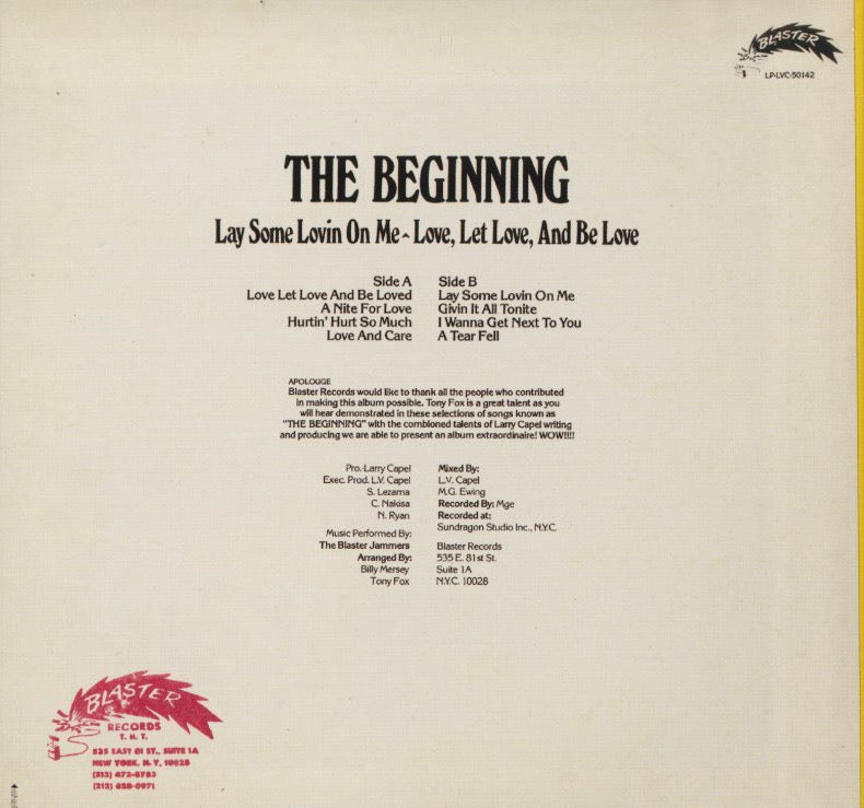 Tony Fox – The Beginning (SHOUT-275) CD  JPN SHOUT!