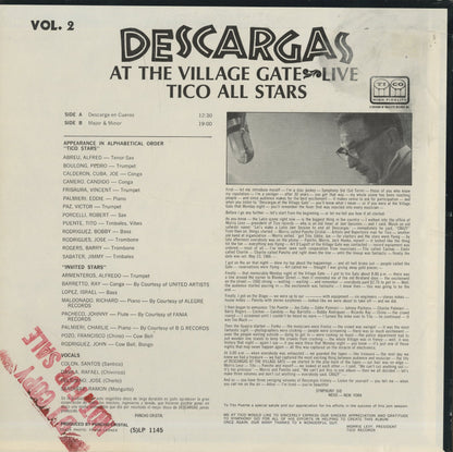 Tico All Stars - Descargas Vol.2 (SLP1145) 1966 US Tico｜中古LP