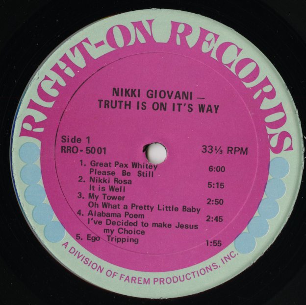 Nikki Giovanni / ニッキ・ジオヴァンニ / Truth Is On Its Way (PRO-5001)