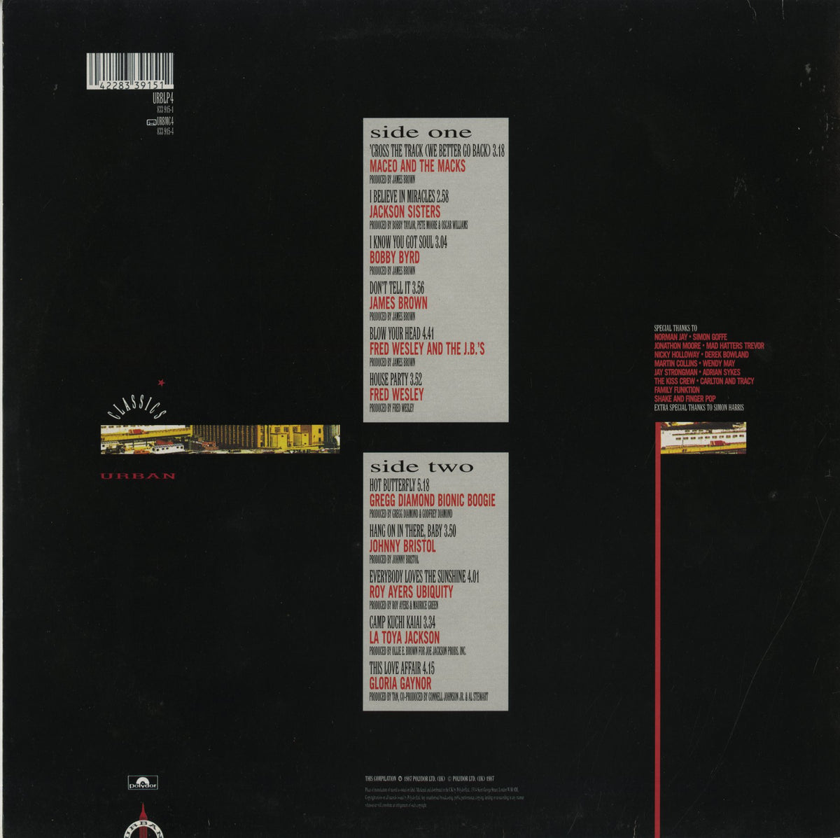 V.A./ Urban Classics / アーバン・クラシックス / Maceo And The Macks etc (URBLP 4)