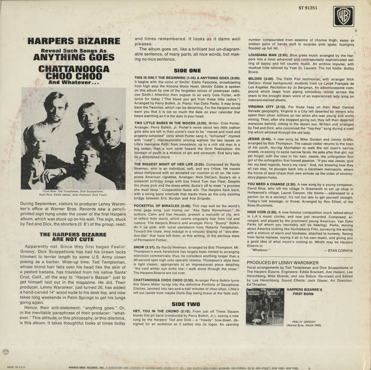 Harpers Bizarre / ハーパース・ビザール / Anything Goes (ST91351)