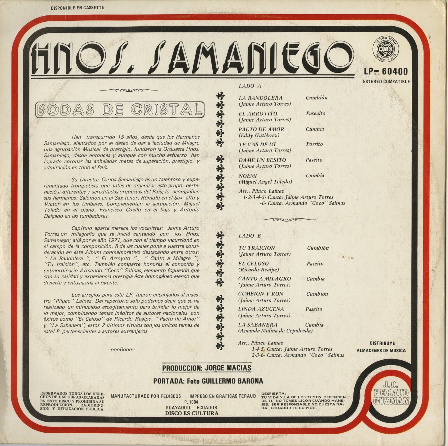 Orquesta Hnos Samaniego / Bodas De Cristal (LP-60400)