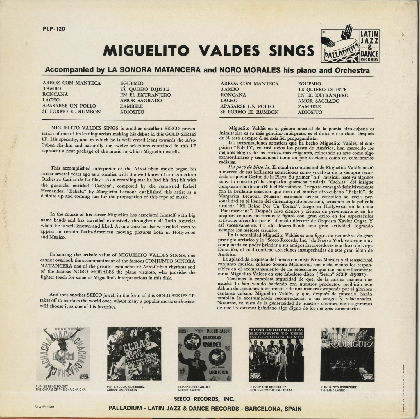 Miguelito Valdes / ミゲリート・ヴァルデス / Sings (PLP-120)
