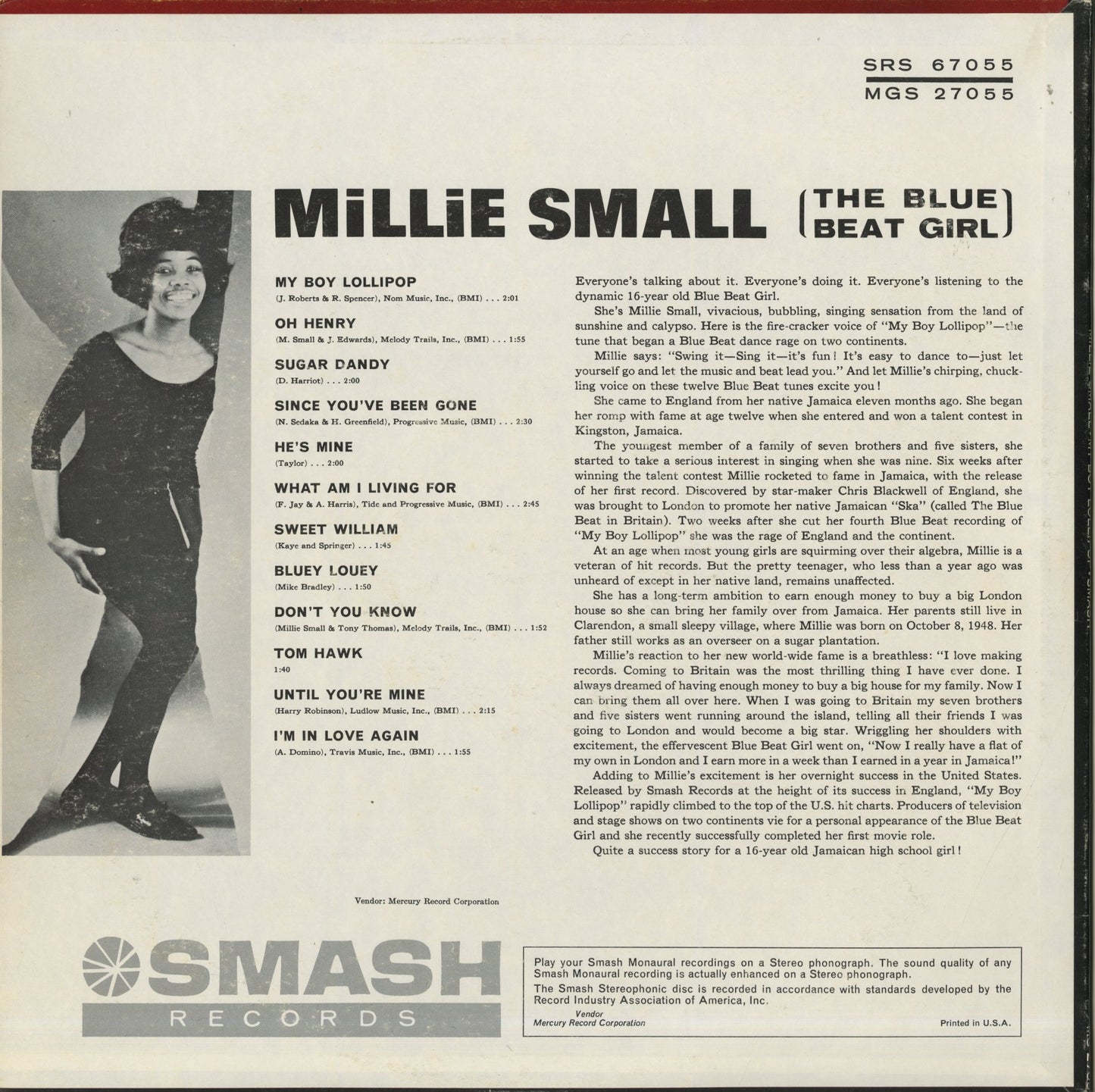 Millie Small / ミリー・スモール / My Boy Lollipop (MGS-27055)