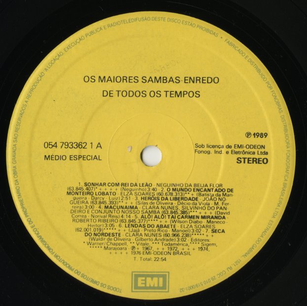 V.A./ Os Maiores Sambas-Enredo De Todos Os Tempos / Elza Soares, Clara Nunes etc (054 793362 1)