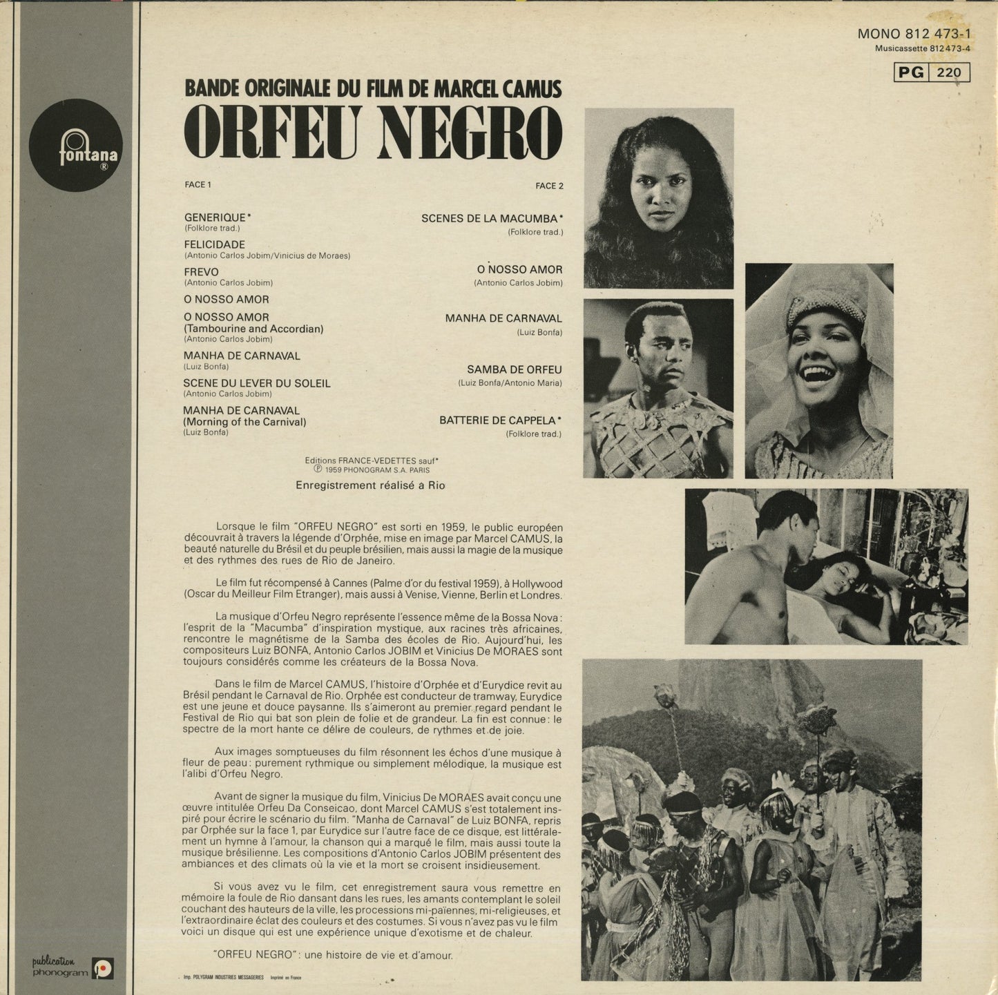 Antonio Carlos Jobim & Luiz Bonfa / アントニオ・カルロス・ジョビン　ルイス・ボンファ / Orfeu Negro (MONO 812 473-1)