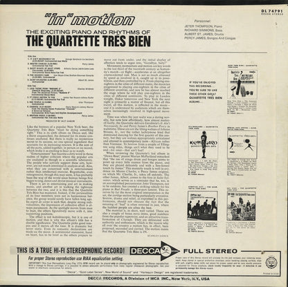 Quartette Tres Bien / カルテート・トレ・ビアン / In Motion (DL 74791)