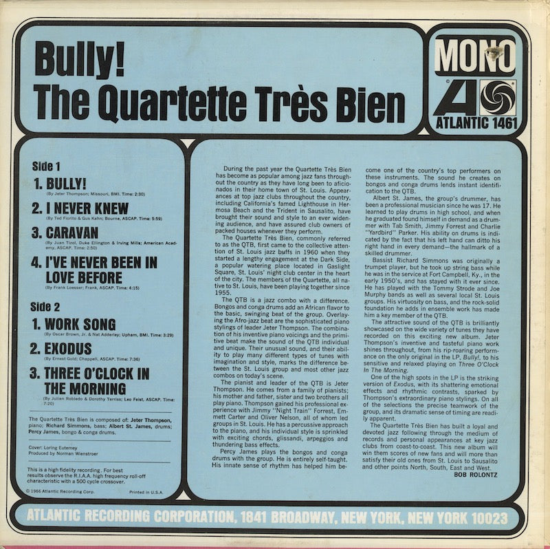 Quartette Tres Bien / カルテート・トレ・ビアン / Bully! (1461)