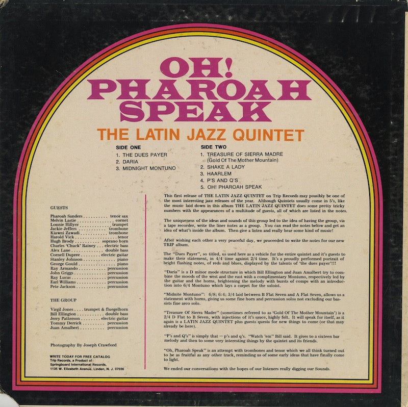 The Latin Jazz Quintet / ラテン・ジャズ・クインテット / Oh! Pharoah Speak (TLP-8008)