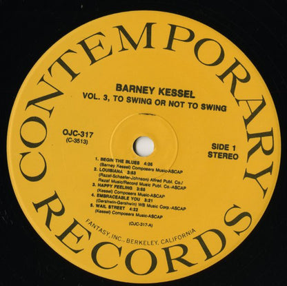 Barney Kessel / バーニー・ケッセル / To Swing Or Not To Swing (OJC 317)