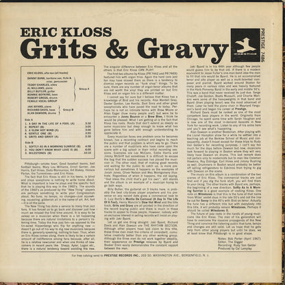 Eric Kloss / エリック・クロス / Grits & Gravy (PR 7486)