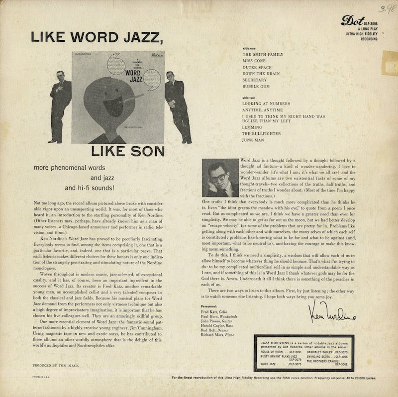 Ken Nordine / ケン・ノーディン / Son Of Word Jazz (DLP 3096)