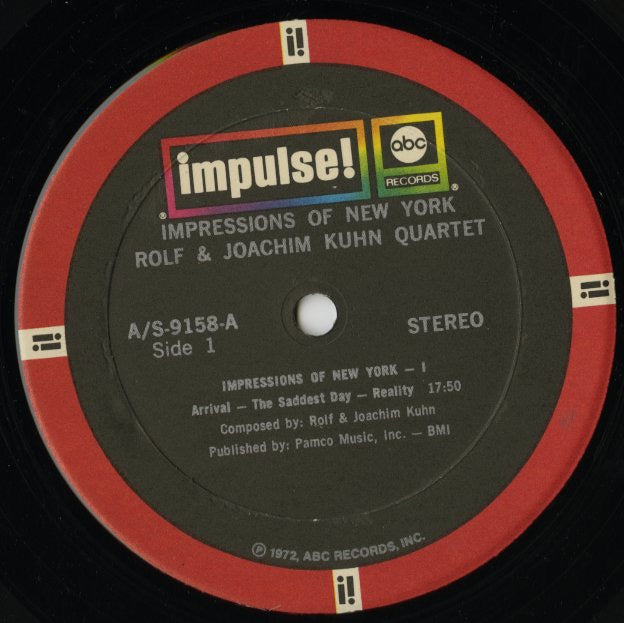The Rolf And Joachim Kuhn Quartet / ロルフ・アンド・ヨアヒム・キューン・カルテット / Impressions Of New York (A/S-9158)