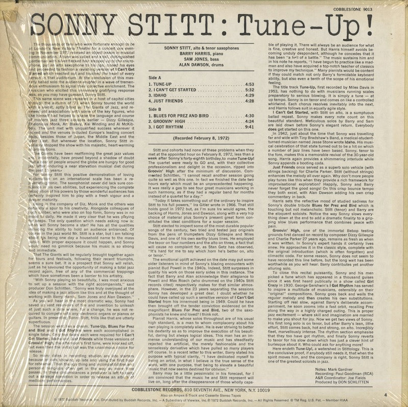 Sonny Stitt / ソニー・スティット / Tune Up! (CST 9013)