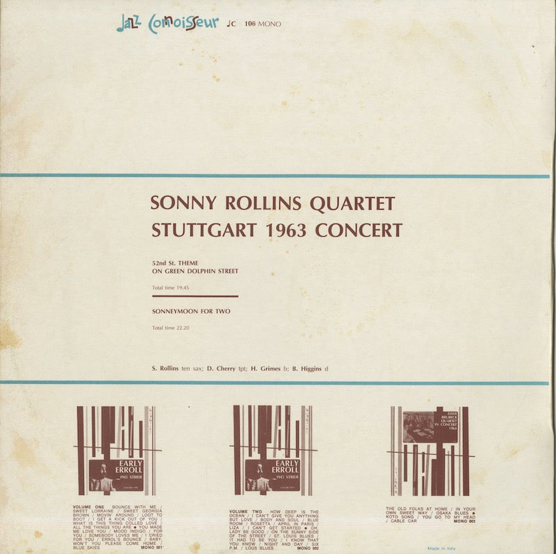 Sonny Rollins / ソニー・ロリンズ / Stuttgart 1963 Concert (JC 106)