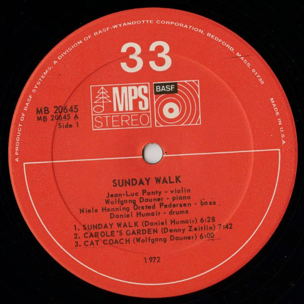 Jean Luc Ponty / ジャン・リュック・ポンティ / Sunday Walk (MB 20645)
