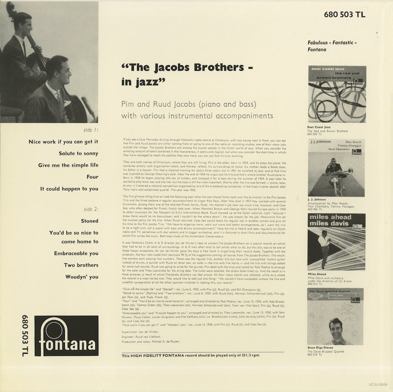 Pim And Rudd Jacobs / ピム・アンド・ルード・ヤコブス / The Jacobs Brothers In Jazz (UCJU-9054)