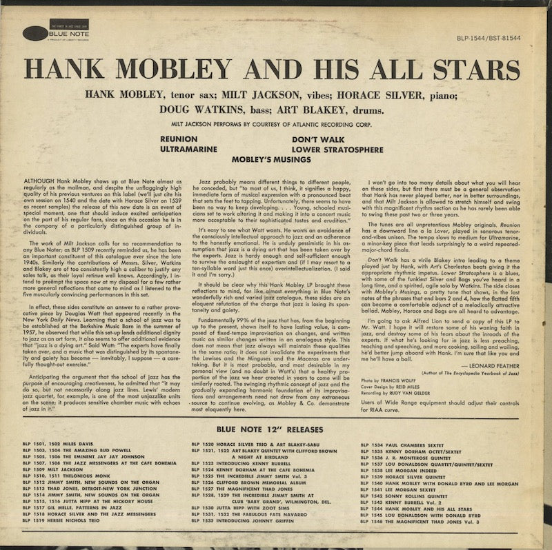 Hank Mobley / ハンク・モブレイ / And His All Stars (BST 81544)