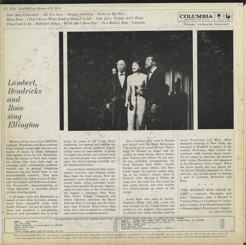 Lambert, Hendricks And Ross / ランバート、ヘンドリクス＆ロス / Sings Ellington (CL 1510)