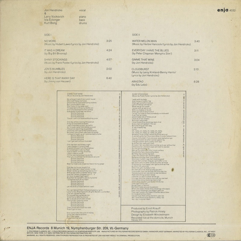 Jon Hendricks / ジョン・ヘンドリクス / Cloudburst (4032)