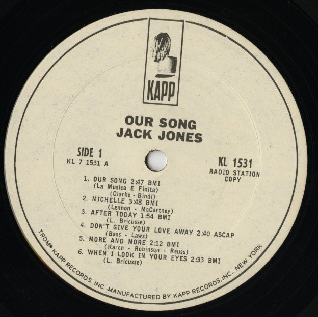 Jack Jones / ジャック・ジョーンズ / Our Song (KL-1531)