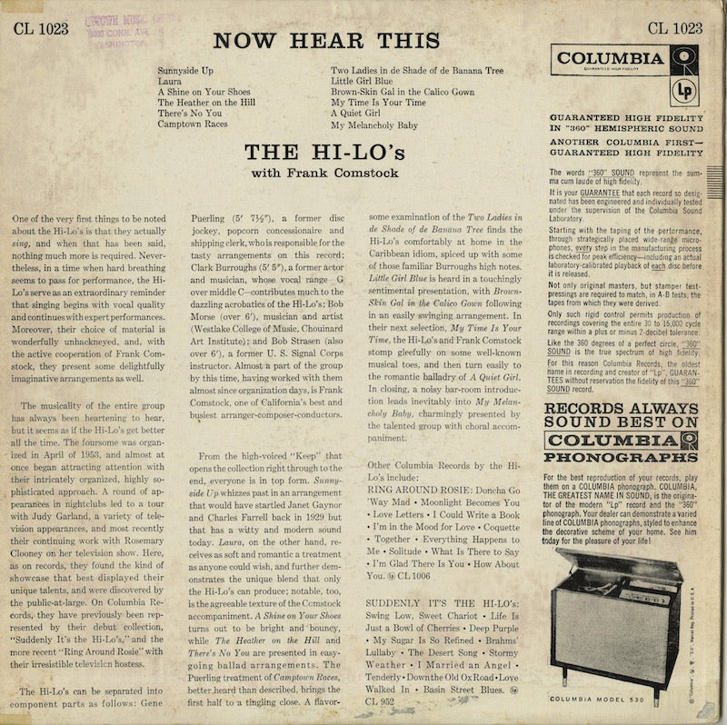 The Hi-Lo's / ハイローズ / Now Hear This (CL1023)