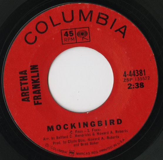 Aretha Franklin - Mockingbird / A Mother's Love (4-44381) 1967 US Columbia｜中古7inch