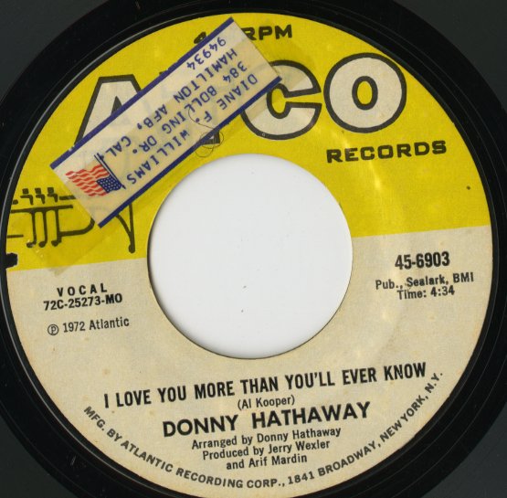 Donny Hathaway / ダニー・ハサウェイ / I Love You More Than You'll Ever Know / Lord Help Me -7 ( 45-6903 )