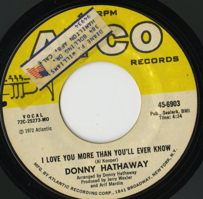 Donny Hathaway / ダニー・ハサウェイ / I Love You More Than You'll Ever Know / Lord Help Me -7 ( 45-6903 )
