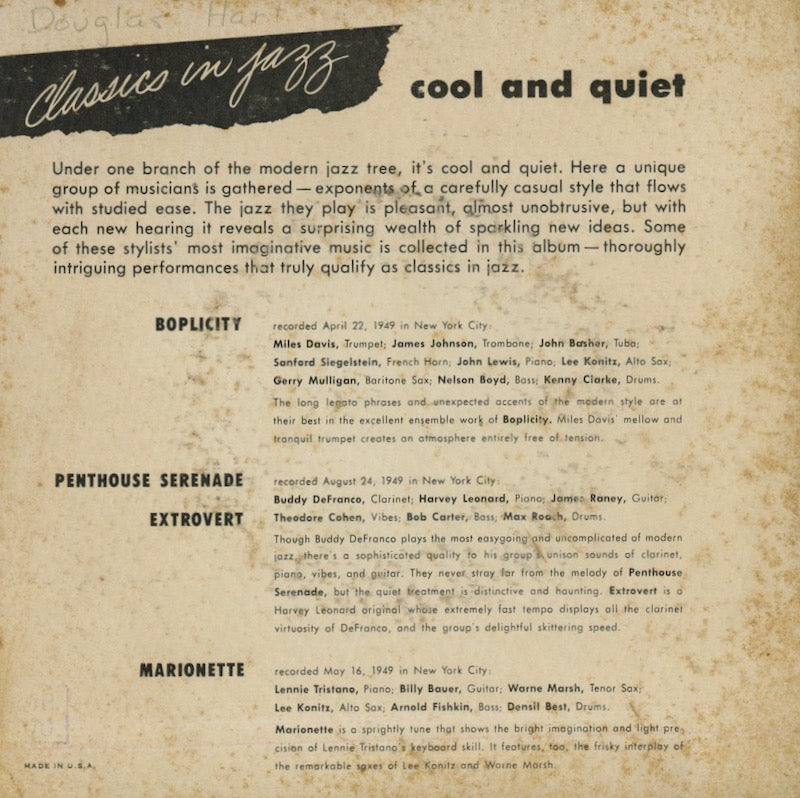 Buddey De Franco / バディー・デ・フランコ / Cool & Quiet -EP ( EAP 1-371 )