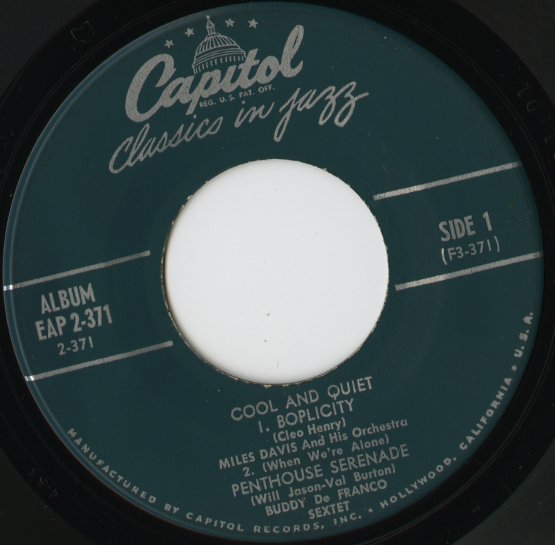 Buddey De Franco / バディー・デ・フランコ / Cool & Quiet -EP ( EAP 1-371 )