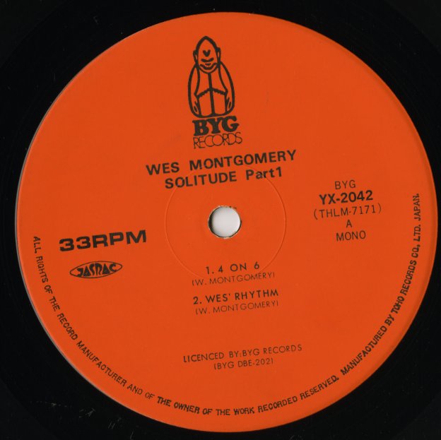 Wes Montgomery / ウェス・モンゴメリー / Solitude Part 1 (YX-2042)