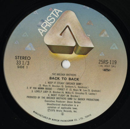 The Brecker Brothers / ブレッカー・ブラザーズ / Back To Back (25RS-119)