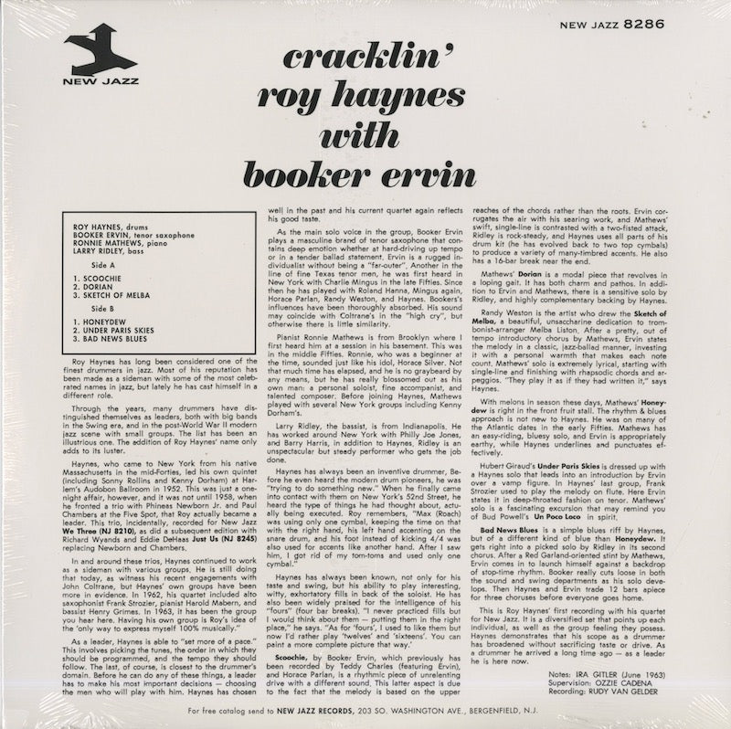 Roy Haynes / ロイ・ヘインズ / Cracklin' With Booker Ervin (180g)