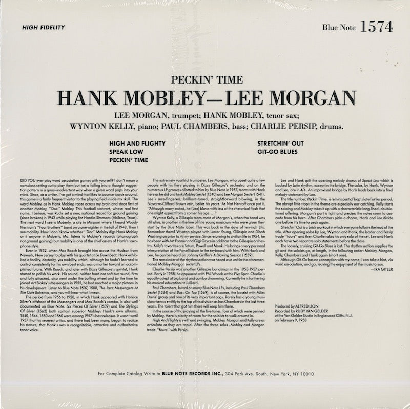 Hank Mobley / ハンク・モブレイ　リー・モーガン / Peckin' Time (1574)