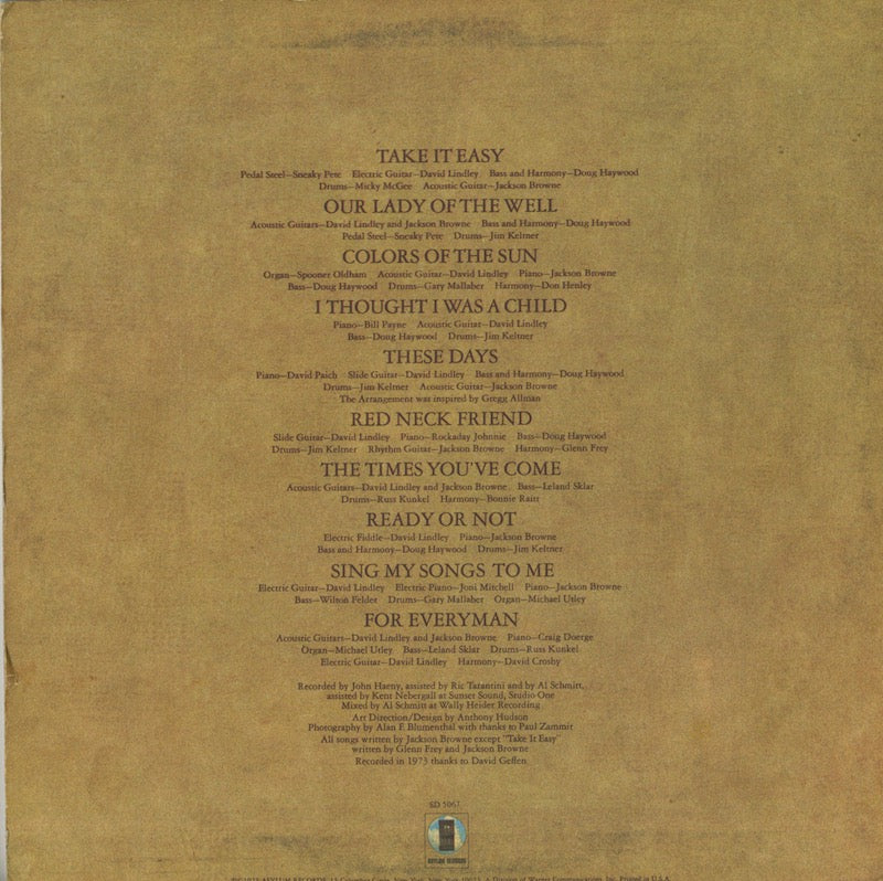 Jackson Browne / ジャクソン・ブラウン / For Everyman (SD 5067)