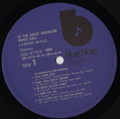 Carmen McRae / カーメン・マクレー / At The Great American Music Hall (LNJ-67012/13))