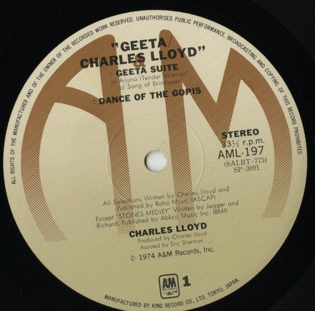 Charles Lloyd / チャールズ・ロイド / Geeta (AML 197)