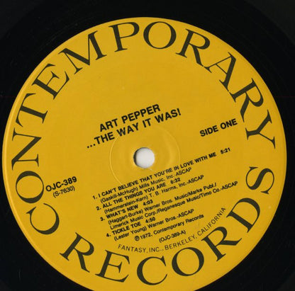 Art Pepper / アート・ペッパー / The Way It Was (SR 3158)