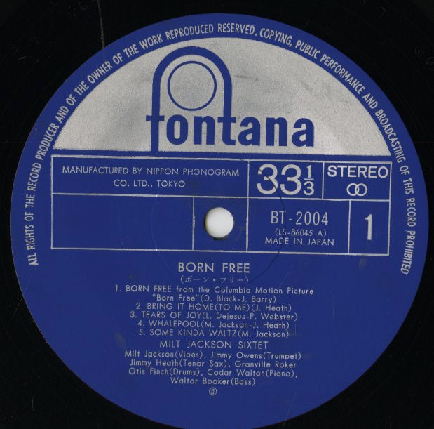 Milt Jackson / ミルト・ジャクソン / Born Free (LM82045)
