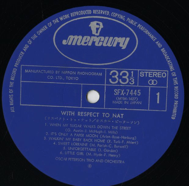 The Oscar Peterson Trio / オスカー・ピーターソン・トリオ / With Respect To Nat (SFX-7445)