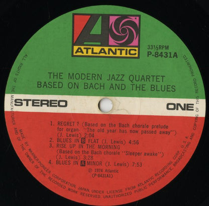 The Modern Jazz Quartet / モダン・ジャズ・カルテット / Based On Bach & The Blues (P-8431-A)