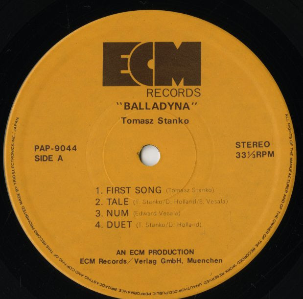 Tomasz Stanko / トーマス・スタンコ / Balladyna (PAP-9044)