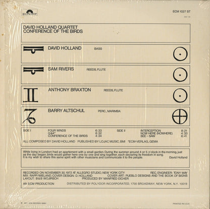 David Holland / デヴィッド・ホランド / Conference Of The Birds (ECM 1027 ST)