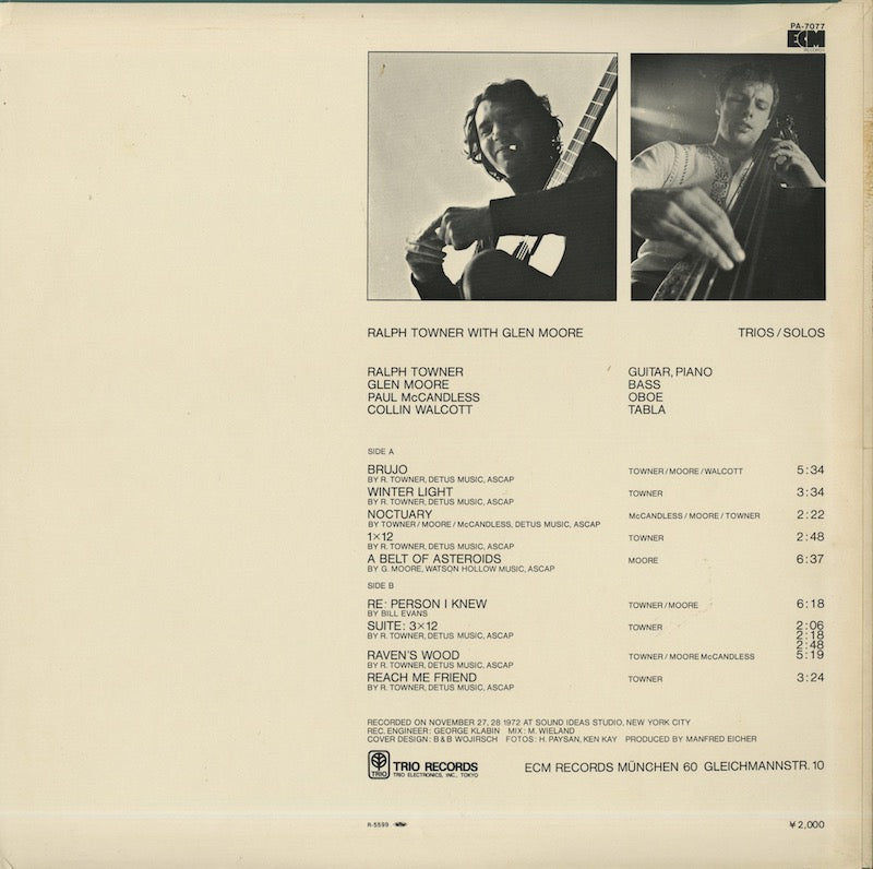 Ralph Towner With Glen Moore / Trios / Solos (PA-7077)