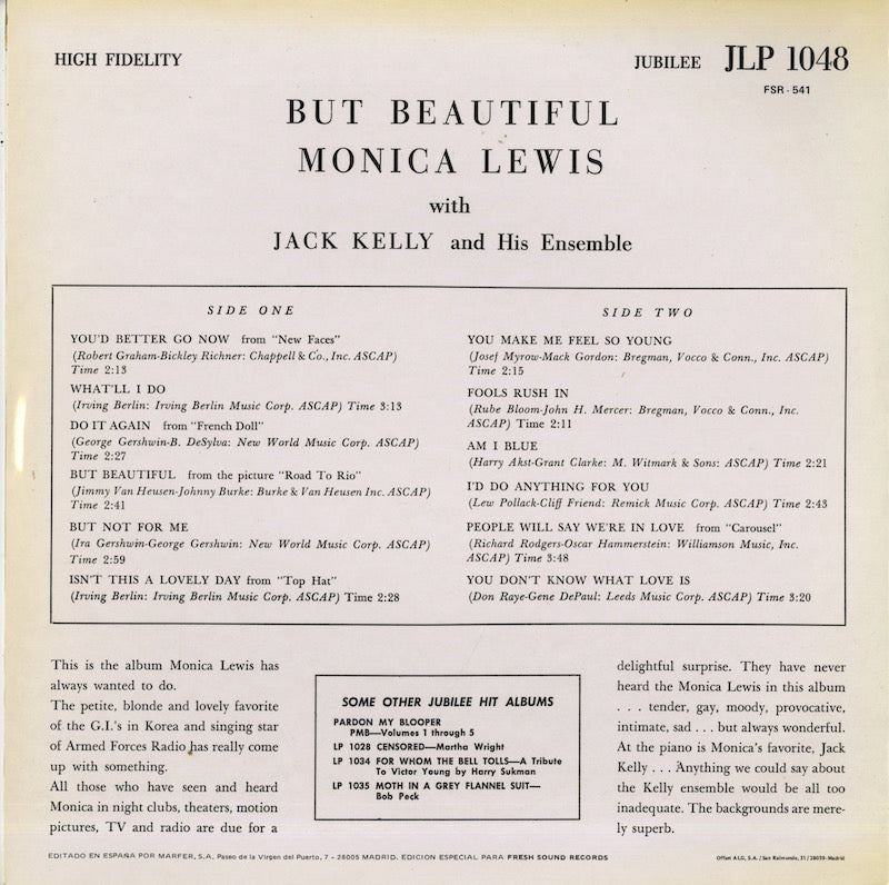 Monica Lewis / モニカ・ルイス / But Beautiful (FSR-541)