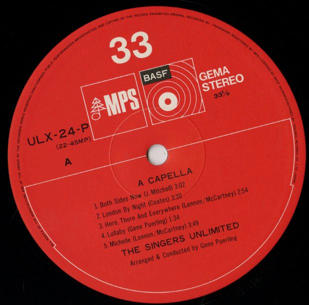 The Singers Unlimited / シンガーズ・アンリミテッド / A Capella (ULX-24-P)
