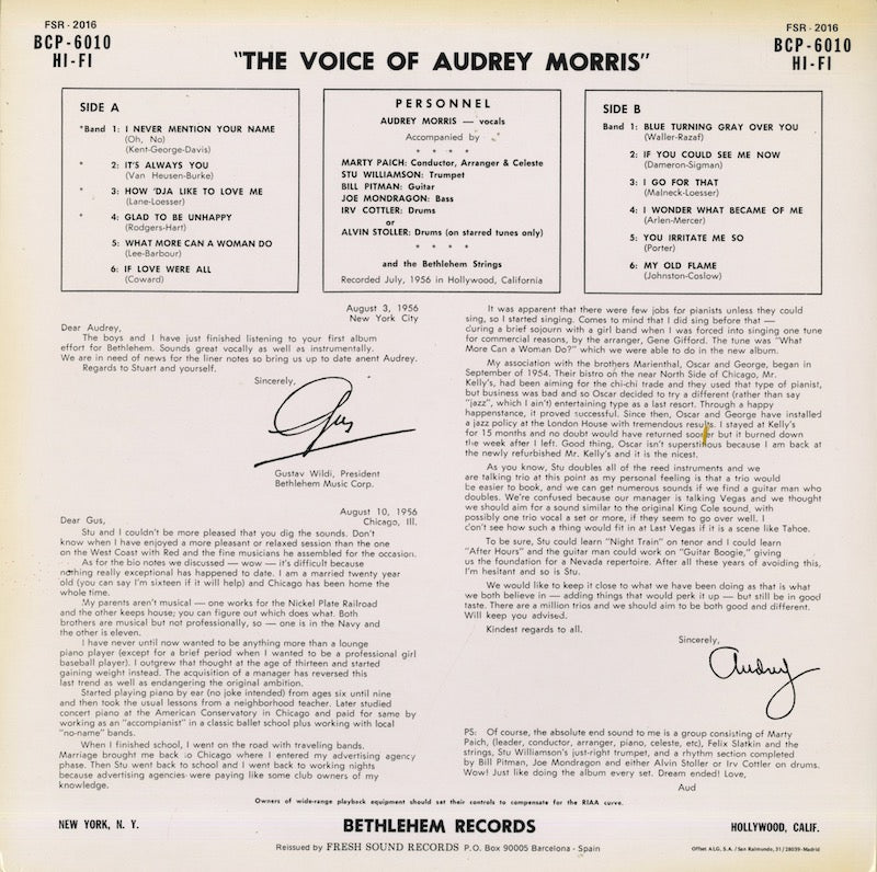 Audrey Morris / オードリー・モリス / The Voice Of Audrey Morris (FSR-2016)